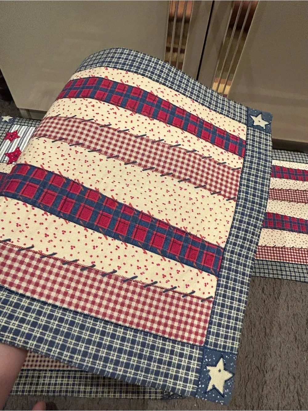 💙Set 4 Platemat quilt patchwork star flag🇺🇸